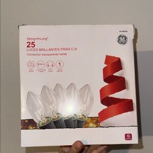 String-A-Long 25 Clear and Green Holiday Lights